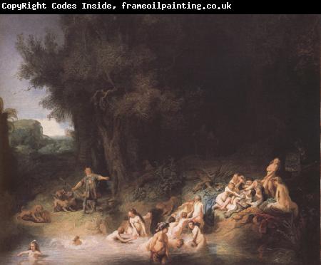 REMBRANDT Harmenszoon van Rijn Diana bathing with her Nymphs,with the Stories of Actaeon and Callisto (mk33)
